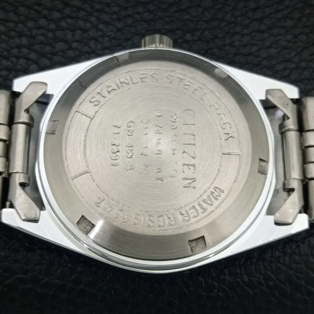 Vintage 1978 Citizen Automatic Mens Silver Watch W/daydate & Blue accents